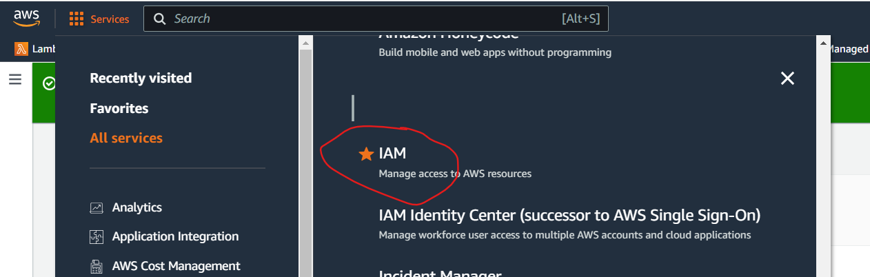 Step 1. Choose IAM Choose IAM