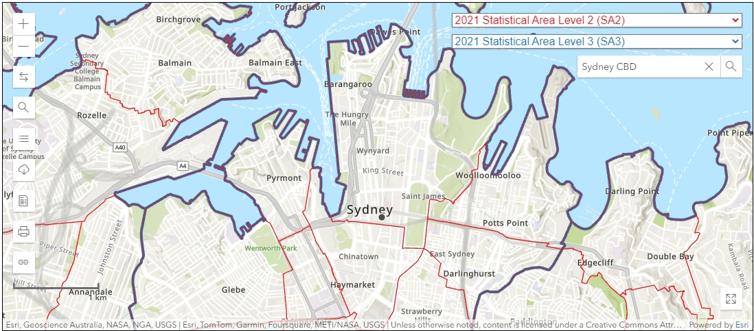 Sydney CBD SA2 & SA3 Sydney CBD SA2 & SA3