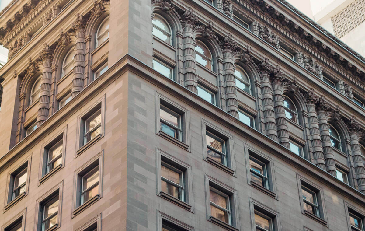 Side of a traditional sandstone building