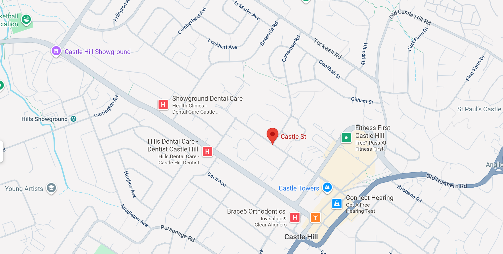 Map of Castle Street in Castle Hill 2154 Map of Castle Street in Castle Hill 2154